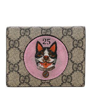 Gucci Dog Brown 25 GG Card Case Pink Leather Small Wallet Red Italy Bosco Bag NW